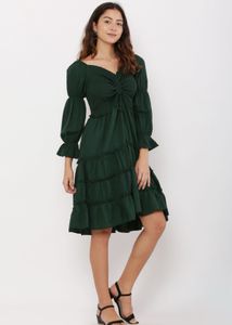 Emerald Green Tiered Mini Dress