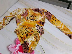 (200)Vintage Animal Print Bodysuit