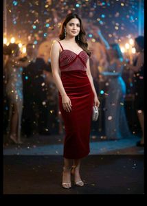 Elegant Red Velvet Dress new with tag