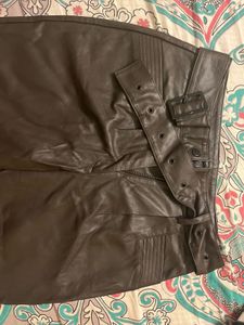 Dark Brown Leather Pants With Belt