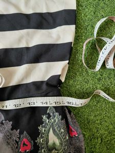 Floral &amp; Striped Black Red Ethnic Kurti Dress