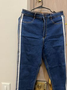Zara Striped Denim Jeans