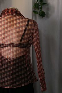 Zara Brown Checkered Sheer Shirt