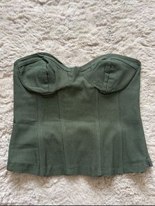Olive Green Strapless Top