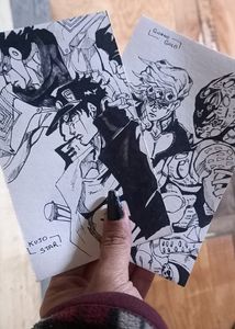 3 Manga Style Stickers+ 1 Anime Character Sketch