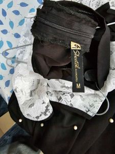 Cute Black Skirt &amp; Lace Top Set