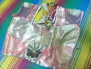 Golden Readymade Saree Blouse