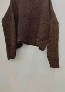 Brown Turtleneck Knit Sweater