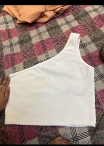 White One Shoulder Tank Top