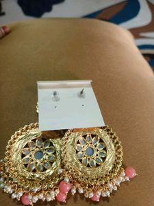 Statement Mirror &amp; Pearl Earrings