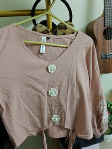 Blush Floral Button Top