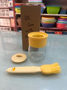 Cute Glass Oil Can With Brush + Free Pouch