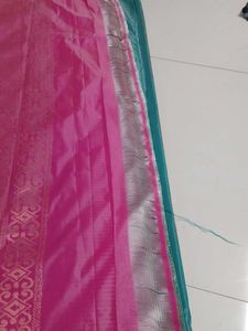 Sea green soft silk saree
