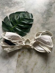 White Textured Bikini Top