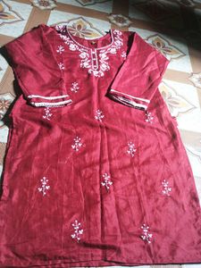 Maroon Embroidered Kurti