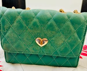 Green Sling Bag Cum Clutch