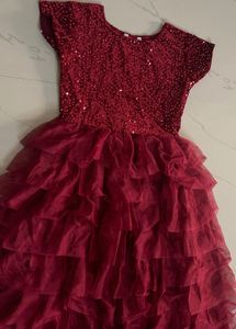 Stunning Red Tiered Tulle Dress