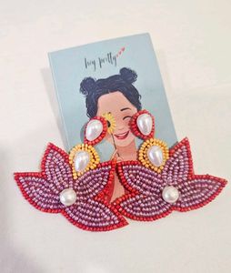 Lotus Beaded Statement Earrings