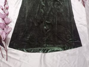Sap Green Velvet Long Skirt