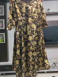 Floral Print Brown Dress