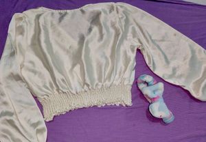 Satin Cream 🍦 Top Bell Sleeves
