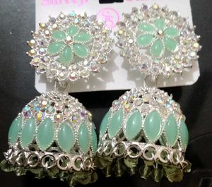 Mint Jhumka Earrings