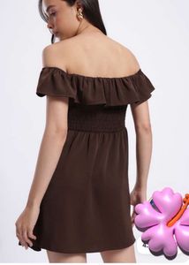 Brown Off-Shoulder Dress