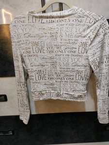 White Printed Semi Crop Top