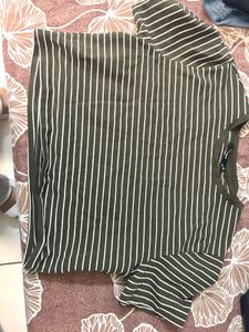 Striped Olive Green T-shirt(westside)