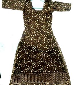 Elegant Brown Floral Dress