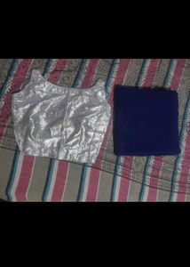 Silver Party Blouse With Saadi