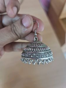 Big Oxidized Silver Jhumkas