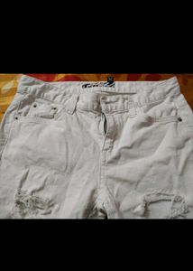 fishnet White Denim Jeans