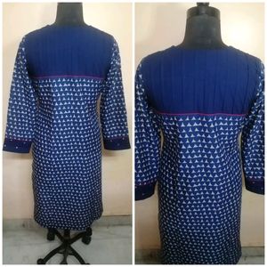 Blue Pintex Hand Embroidery Kurti