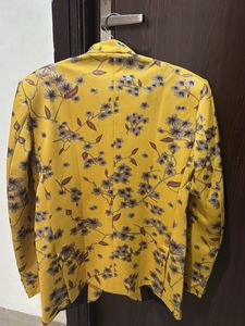 Floral Print Mandarin Collar blazer