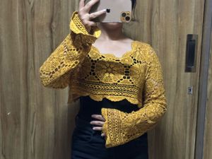 Crochet Bolero Shrug - Mustard Yellow