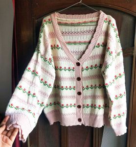 URBANIC Floral Knit Cardigan