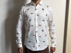 White Shirt With Bird Print