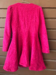 Winter Wool Tweed Dress Pink Color For Vacation