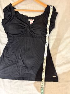 Candies Black Peasant Top