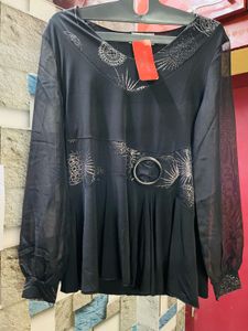 Black Sheer Sleeve Blouse