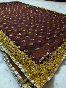Coffee Colour Aari Tari Work Saree Available 🔥