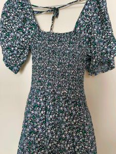 Floral Print Smocked Midi Dress