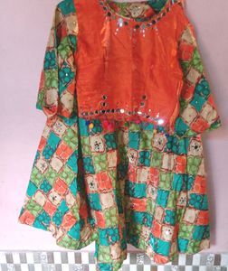 Butterfly Back Crop Top With Ethnnic Skir