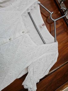 White Eyelet Puff Sleeve Top