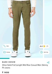 Boys Pure Cotton Bare Denim Trouser Military Green