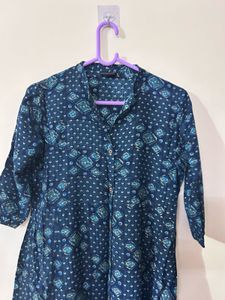 Elegant Blue Printed Kurta Dress
