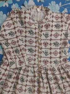 Cream Cotton Short Kurti