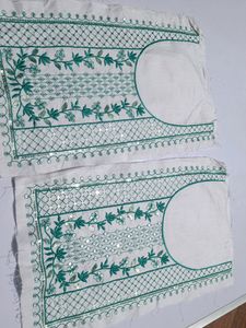 Combo Of 2 Neck Embroidery Patches White RamaGreen