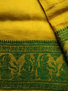 Yellow &amp; Green Baluchari silk saree